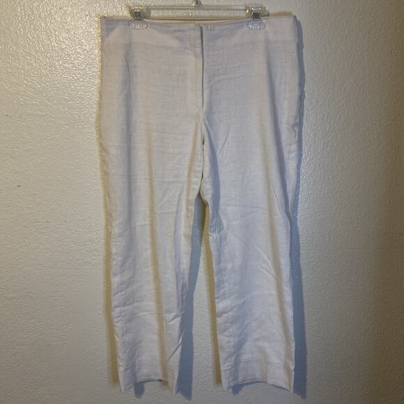 Abercrombie & Fitch Womens Pants Linen Ivory Cropped Straight Leg Size 28 / 6 - Picture 1 of 10